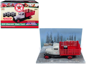 Autoworld CP7551  1930 Chevrolet Stake Truck with Eight Oil Barrels and Oil Derricks Diorama "Texaco" 12th in the "U.S.A. Series" 1/43 Diecast Model