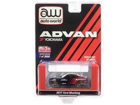 Autoworld CP7584  2017 Ford Mustang "ADVAN Yokohama" Red and Black Limited Edition to 3600 pieces Worldwide 1/64 Diecast Model Car