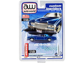 Autoworld CP7720  1975 Cadillac Eldorado Dark Blue Metallic with Light Blue (Partial) Vinyl Top "Custom Lowriders" Limited Edition to 4800 pieces Worldwide 1/64 Diecast Model Car