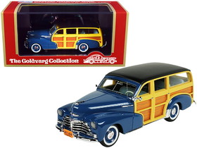 Goldvarg Collection GC-045A  1948 Chevrolet Fleetmaster Woodie Station Wagon Como Blue with Black Top Limited Edition to 240 pieces Worldwide 1/43 Model Car