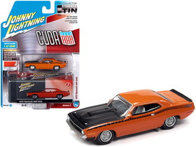 Johnny Lightning JLCT005-JLSP108A  1970 Plymouth AAR Barracuda Vitamin C Orange with Black Stripes and Hood and Collector Tin Limited Edition to 4540 pieces Worldwide 1/64 Diecast Model Car