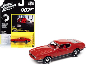 Johnny Lightning JLPC002-JLSP126  1971 Ford Mustang Mach 1 Bright Red with Black Bottom (James Bond 007) "Diamonds Are Forever" (1971) Movie "Pop Culture" Series 1/64 Diecast Model Car