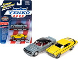 Johnny Lightning JLPK012-JLSP129 1967 Chevrolet Camaro Yenko Blue Metallic with Black Top and 1970 Chevrolet Nova Yenko Deuce Yellow MCACN Set of 2 Cars Limited Edition to 2004 pcs