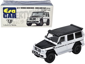 Era Car MB204X4SP27  Mercedes-Benz AMG G63 LB Works Wagon White with Carbon Hood and Black Top 1/64 Diecast Model Car