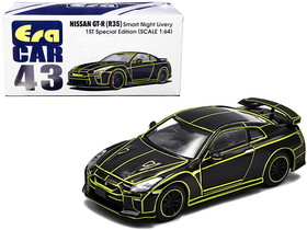 Era Car NS20GTRRF43  Nissan GT-R (R35) RHD (Right Hand Drive) Smart Night Livery Black with Yellow Stripes "1st Special Edition" 1/64 Diecast Model Car