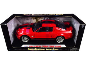 Shelby Collectibles SC313  2008 Ford Shelby Mustang GT500 Super Snake Red with Black Stripes " Legend" Series 1/18 Diecast Model Car