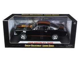 Shelby Collectibles SC360  1966 Ford Mustang Shelby GT 350 "Hertz" Black with Gold Stripes and Racing Wheels 1/18 Diecast Model Car