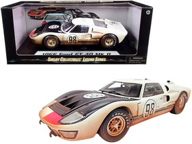 Shelby Collectibles SC432  1966 Ford GT-40 MK II #98 White with Black Hood After Race (Dirty Version) 1/18 Diecast Model Car