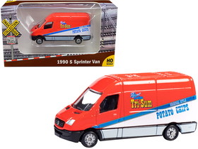 Classic Metal Works TC103  1990 Mercedes Benz Sprinter Van Red and White "Tri-Sum Potato Chips" "TraxSide Collection" 1/87 (HO) Scale Diecast Model