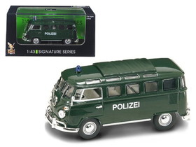 Road Signature YM43210  1962 Volkswagen Microbus Police Green 1/43 Diecast Car Model