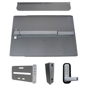 LockeyUSA Ps61S - Silver 24" Panic Shield Safety Kit W/ Pb1100 Panic Bar And 285P Keypad