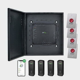 ZKTeco Atlas 400-4 Door - 4-Door Kit Bundle W/Panel, Power Supply, Cabinet, Card / Enroll Readers, 50 Cards