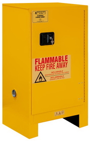 Durham 1016ML-50 FM Approved, Flammable Storage Cabinet With Legs, 16 Gallon, 1 Door, Manual Close, 1 Shelf, Safety Yellow