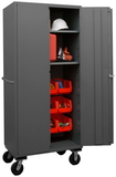 Durham 2501M-BLP-12-2S-1795 Mobile Cabinet with Hook-On Bins and Shelves
