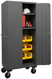 Durham 2501M-BLP-12-2S-95 Mobile Cabinet with Hook-On Bins and Shelves