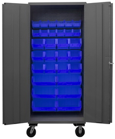 Durham 2501M-BLP-30-5295 Mobile Cabinet with Hook-On Bins