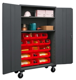 Durham 2502M-BLP-18-2S-1795 Mobile Cabinet with Hook-On Bins and Shelves
