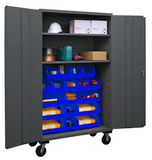 Durham 2502M-BLP-18-2S-5295 Mobile Cabinet with Hook-On Bins and Shelves