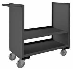 Durham 2SLT-1836-1.2K-95 2 Sided Solid Truck with 5" x 1-1/4" Polyurethane casters, (2) rigid and (2) swivel, 2 shelves and tubular push handle, gray