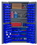Durham 3501-BDLP-102-3S-5295 Heavy Duty Cabinet, lockable, 3 adjustable shelves, 102 blue Hook-On-Bins, flush door style, gray