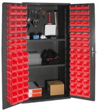 Durham 3501-DLP-PB-96-2S-1795 36 Wide 5-S Storage Cabinet with Steel Pegboard, 96 Bins and 2 Adjustable Shelves