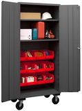 Durham 3501M-BLP-12-2S-1795 Mobile Cabinet with Hook-On Bins and Shelves