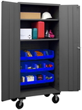 Durham 3501M-BLP-12-2S-5295 Mobile Cabinet with Hook-On Bins and Shelves