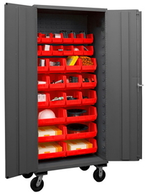 Durham 3501M-BLP-30-1795 Mobile Cabinet with Hook-On Bins