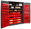 Durham 3502-138-3S-1795 Heavy Duty Cabinet, lockable with 3 adjustable shelves, 138 red Hook-On-Bins, flush door style, gray