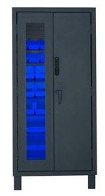 Durham 3702CXC-30B-5295 Access Control Cabinets with Hook-On Bins - 36 x 24 x 78 - Blue
