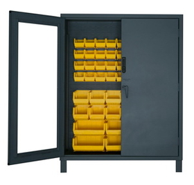Durham 3704CXC-54B-95 Access Control Cabinets with Hook-On Bins - 60 x 24 x 78 - Yellow