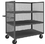 Durham 3ST-EX3048-3-95 3 Sided Mesh Truck with 6" x 2" Phenolic casters, (2) rigid and (2) swivel, 3 shelves and tubular push handle