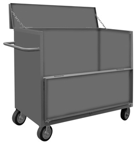 Durham 3STDGT-SM3060-6MR-95 3 Sided Truck with 6" x 2" Mold-On-Rubber casters, (2) rigid and (2) swivel, 1 shelf, tubular push handle, drop gate and drop gate top
