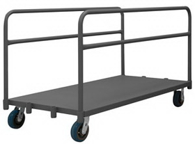Durham APT2SH24366PU95 Adjustable Panel Moving Truck with 6" x 2" Polyurethane casters, (2) rigid and (2) swivel, and (2) tubular removable dividers, gray