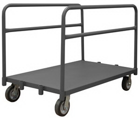 Durham APT2SH30486MR95 Adjustable Panel Moving Truck with 6" x 2" Mold-on rubber casters, (2) rigid and (2) swivel, and (2) tubular removable dividers, gray
