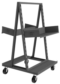 Durham ATT-4038-2TR1500-95 Adjust-A-Tray Truck with 6" x 2" Phenolic casters, (2) rigid and (2) swivel and 2 trays, gray