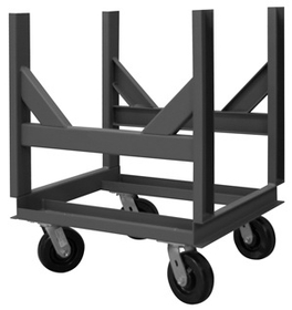 Durham BCTE-2848-4K-95 Bar Cradle Truck with (4) swivel 6" x 2" Phenolic casters and 2 cradles, gray