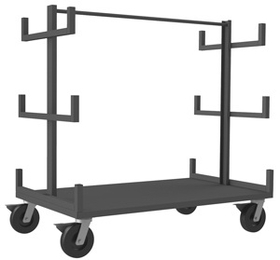 Durham BPT-3672-95 Bar or Pipe Moving Truck with (4) 8" x 2" swivel, phenolic casters with side brakes and 3 levels with 4 cradles within each, gray