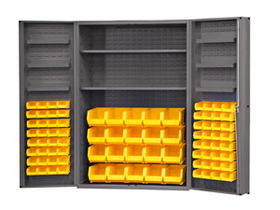 Durham DC48-842S6DS-95 Cabinets with Hook on Bins and Adjustable Shelves - 48" Wide, 48X24X72, 84 Bins