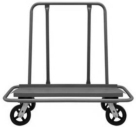 Durham DT-2448-8MR-95 Drywall Truck with 8" x 2" Mold-on rubber casters, (2) rigid and (2) swivel with side breaks and a 12" x 43-15/16" deck, gray