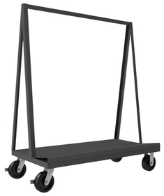 Durham DTAF-2448-6PH-95 Drywall-A-Frame Truck with 6" x 2" Phenolic casters, (2) rigid (2) swivel with side brakes and slanted flush load shelf, gray
