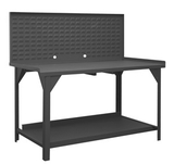 Durham DWB-3072-BE-LP-95 Heavy duty workbench with 72W x 24H Louvered Back  Panel for use with HOOK-ON BINS