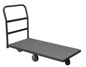 Durham EPTD18325PU95 Platform Truck with 5" X 1-1/4" Polyurethane casters, (2) rigid and (2) swivel, 2 wheels in the middle of platform and 1 on each end, 18x32