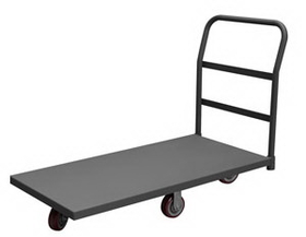 Durham EPTD24485PU95 Platform Truck with 5" X 1-1/4" Polyurethane casters, (2) rigid and (2) swivel, 2 wheels in the middle of platform and 1 on each end, 24x48