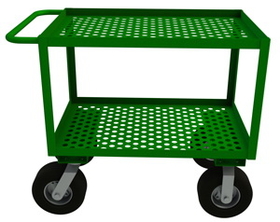 Durham GC-2436-2-10PN-83T Garden Cart with 10" x 3-1/2" Pneumatic casters, (2) rigid and (2) swivel, 2 perforated shelves, 18-1/16" distance between shelves
