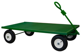 Durham GT5WT-3660-12PN-83T 5th Wheel Garden Truck with 12" x 3-1/2" Pneumatic wheels, perforated deck and tubular push handle, green