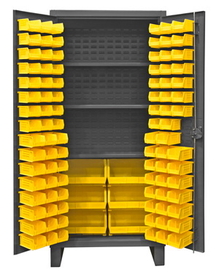 Durham HDC36-102-3S95 12 Gauge Cabinets with Hook-On Bins & Shelves, 24X36X78, 102 Bins