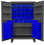 Durham HDC48-84-2S6D5295 Extra Heavy Duty Cabinet, lockable with 1 fixed shelf, 2 adjustable shelves and 6 door shelves, 84 blue Hook-On-Bins, recessed door style, gray