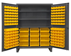 Durham HDC60-156-3S95 12 Gauge Cabinets with Hook-On Bins & Shelves, 24X60X78, 156 Bins
