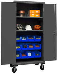 Durham HDCM36-12-2S5295 Mobile Cabinet with Hook-On Bins and Shelves